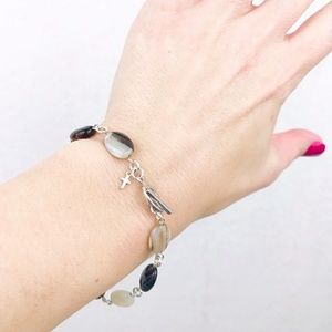 Botswana Agate Semi-Precious Stone Silver Bracelet